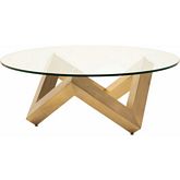 Como Coffee Table w/ Gold Brushed Stainless Steel Base & Glass Top